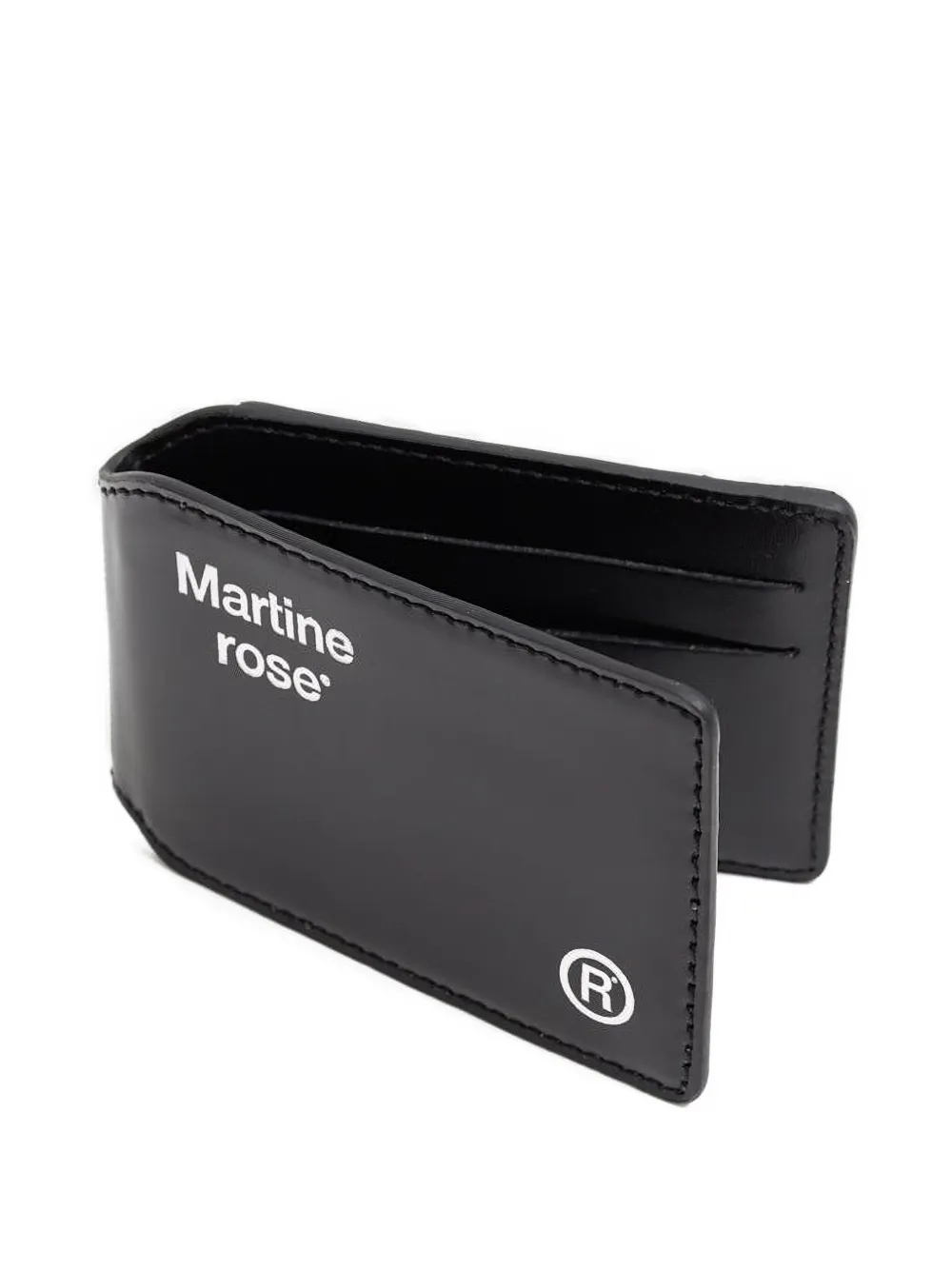 Martine Rose Logo-foil Embossed Leather Card Holder In Black