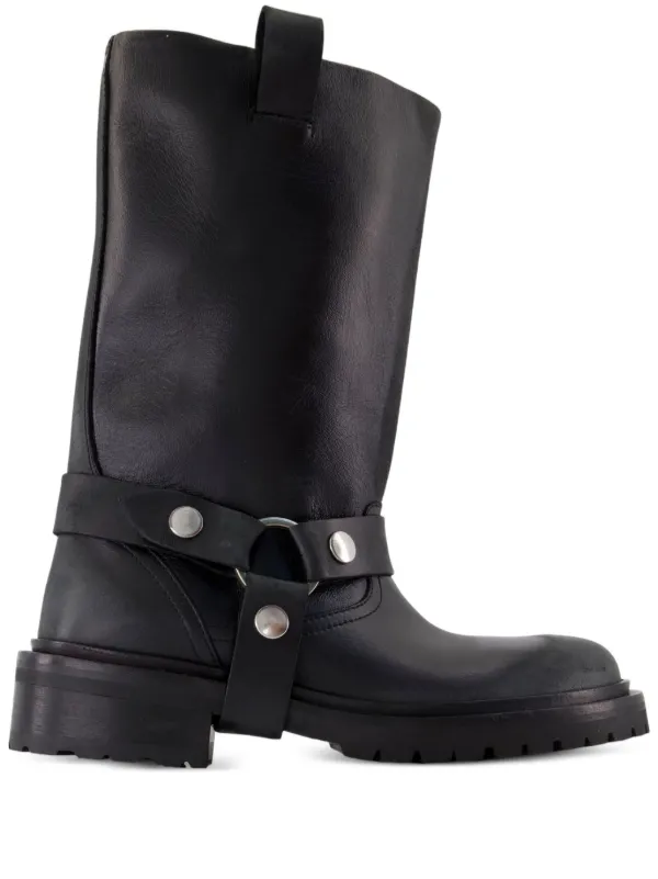 Golden Goose Kurt Buckle-strap Calfskin Boots in Black