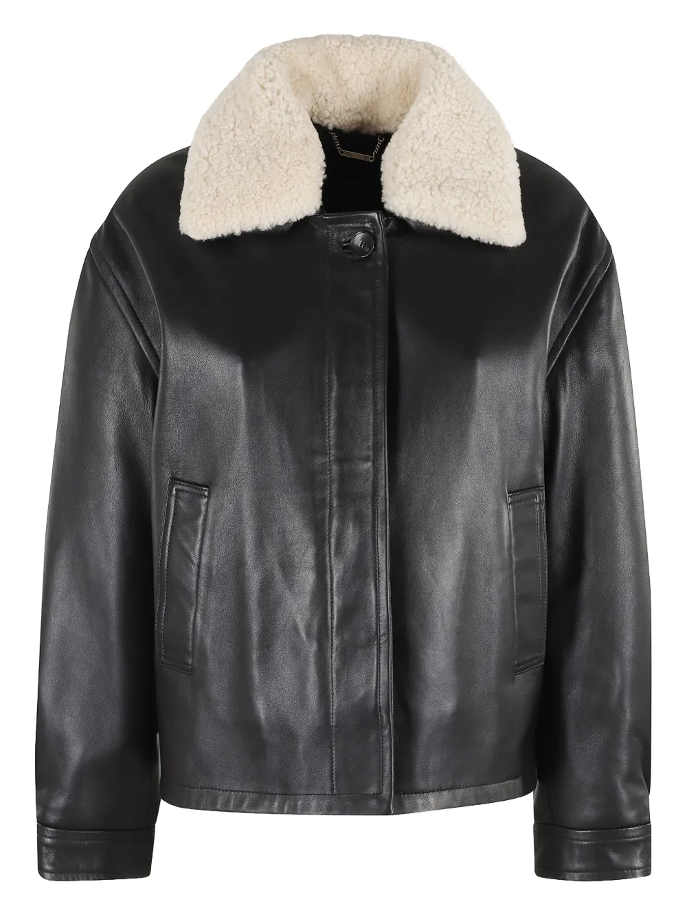 Seventy shearling-collar leather jacket | Black | Image 1