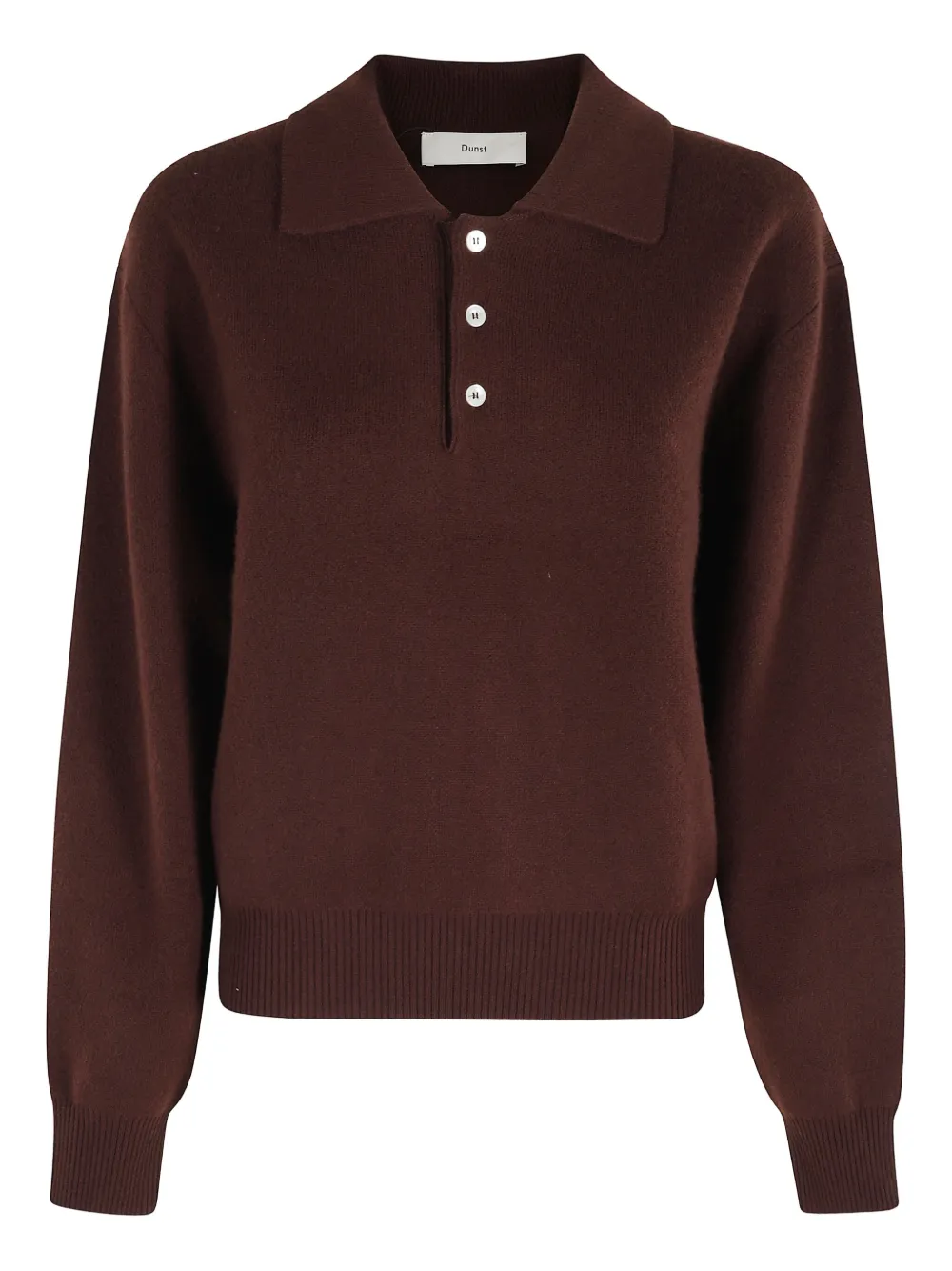 Dunst Polo-neck Button Sweater In Burgundy