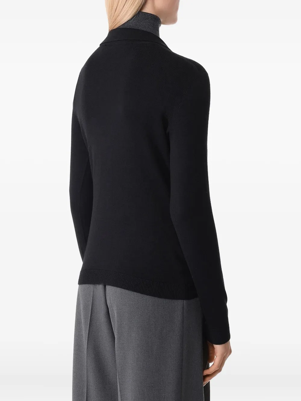 Gran Sasso Trui met V-hals en kraag Zwart