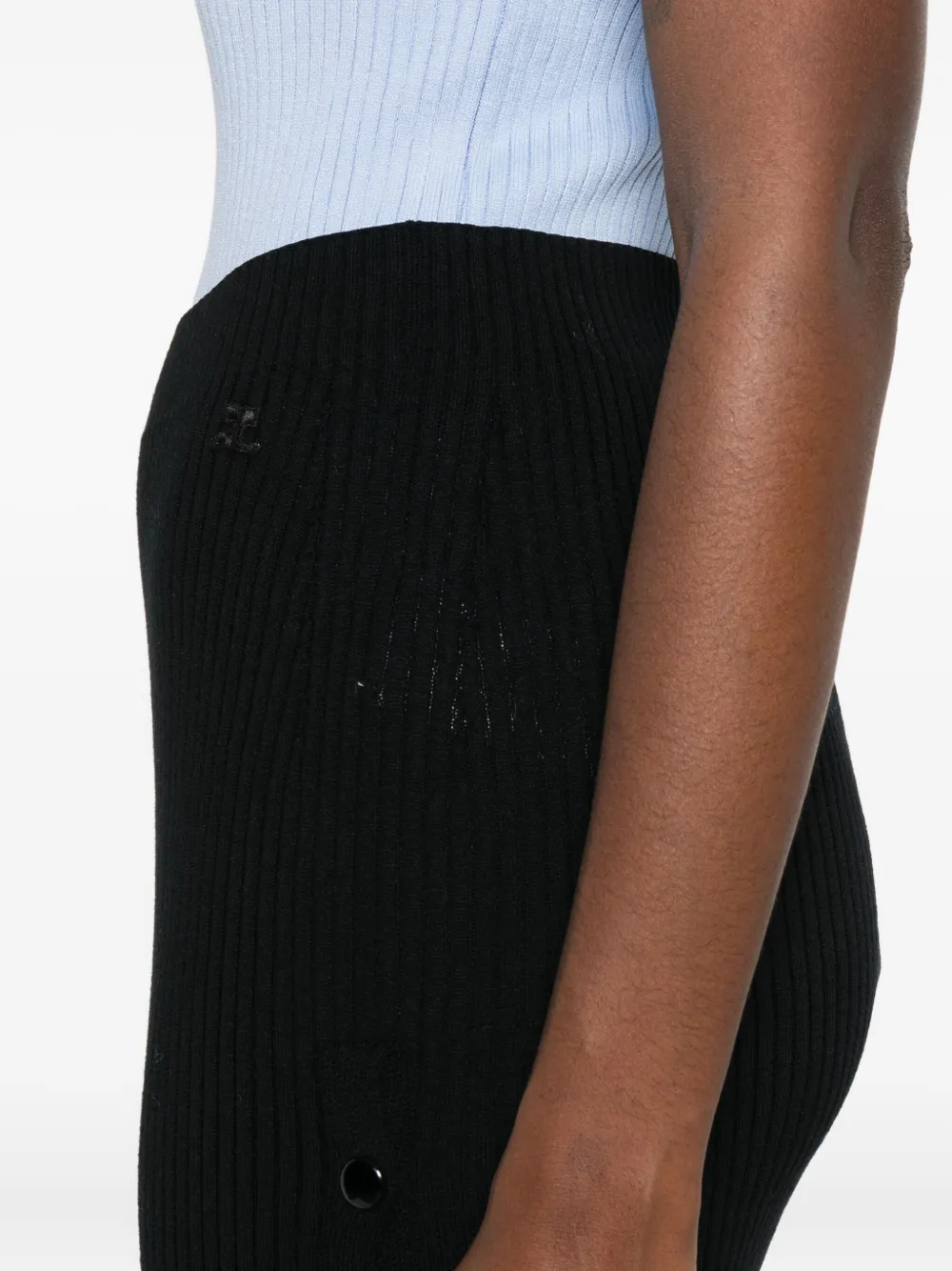 Courrèges Ribbed Midi Skirt In Black