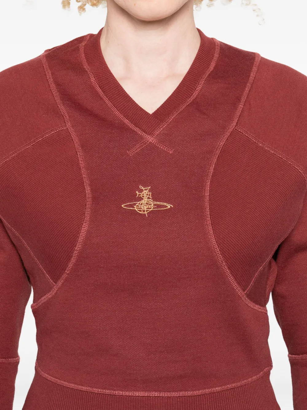 Vivienne Westwood Trui met V-hals en Orb-borduurwerk Rood