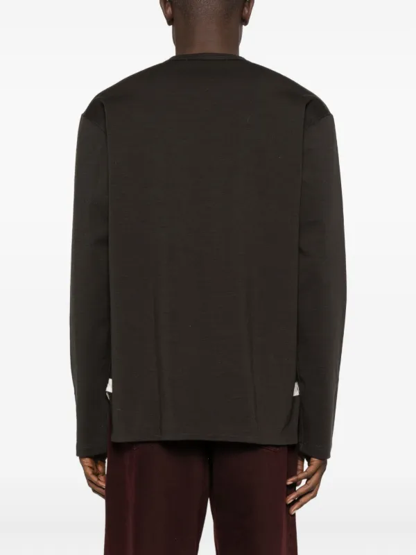 Junya Watanabe MAN curved-hem long-sleeves T-shirt | Brown | FARFETCH