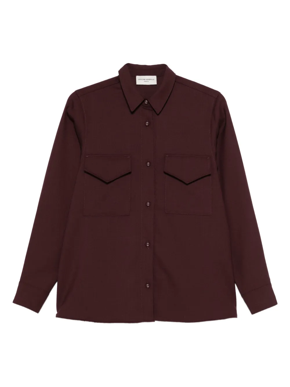 Officine Generale Double-pocket Button-down Shirt In Burgundy