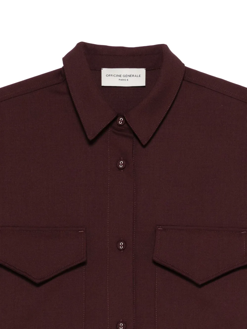Officine Generale Double-pocket Button-down Shirt In Burgundy