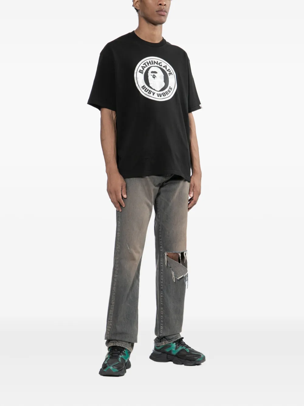 A BATHING APE T-shirt met logoprint - Zwart