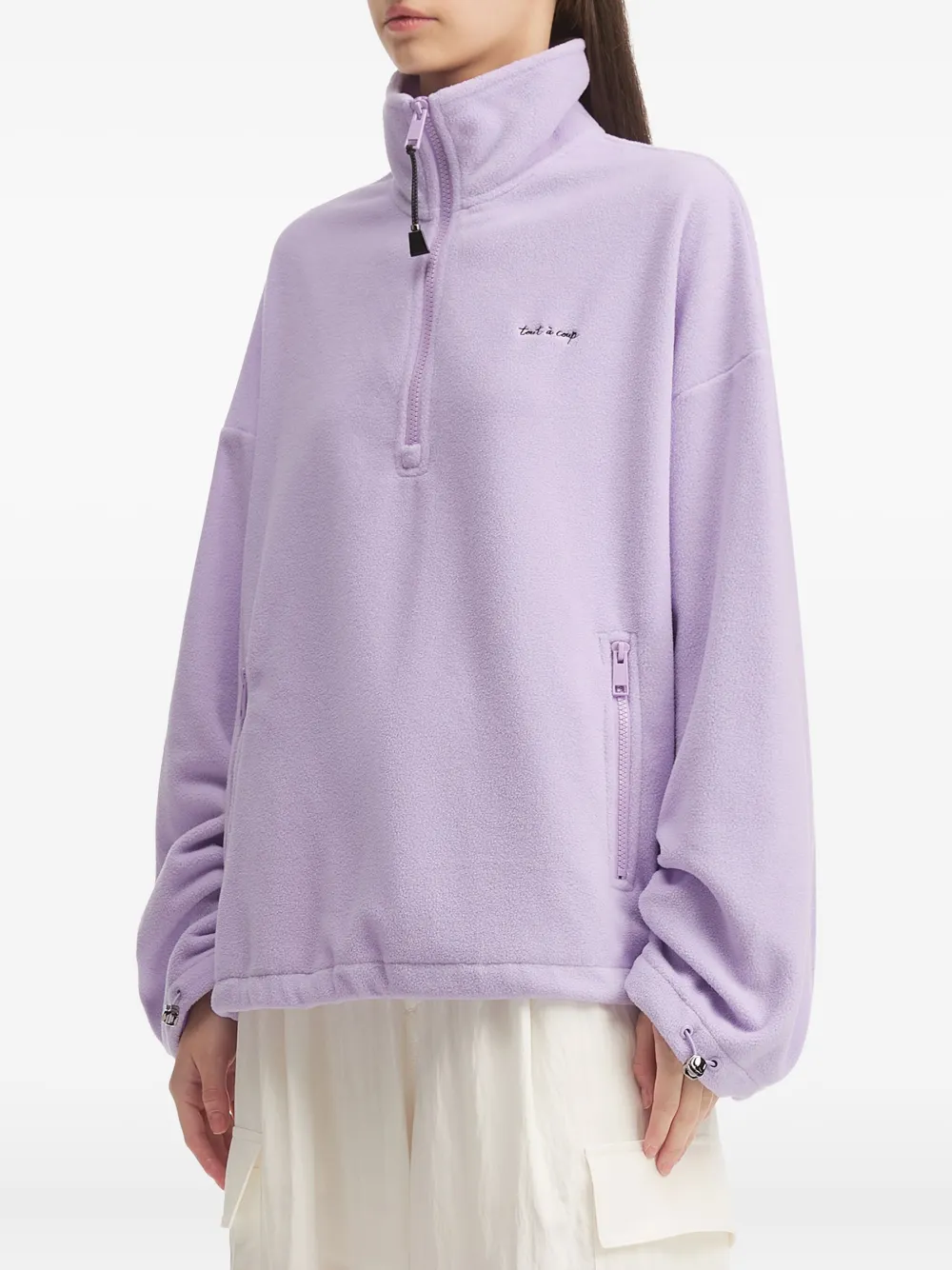 Tout A Coup Half-zip Fleece Sweatshirt In Purple