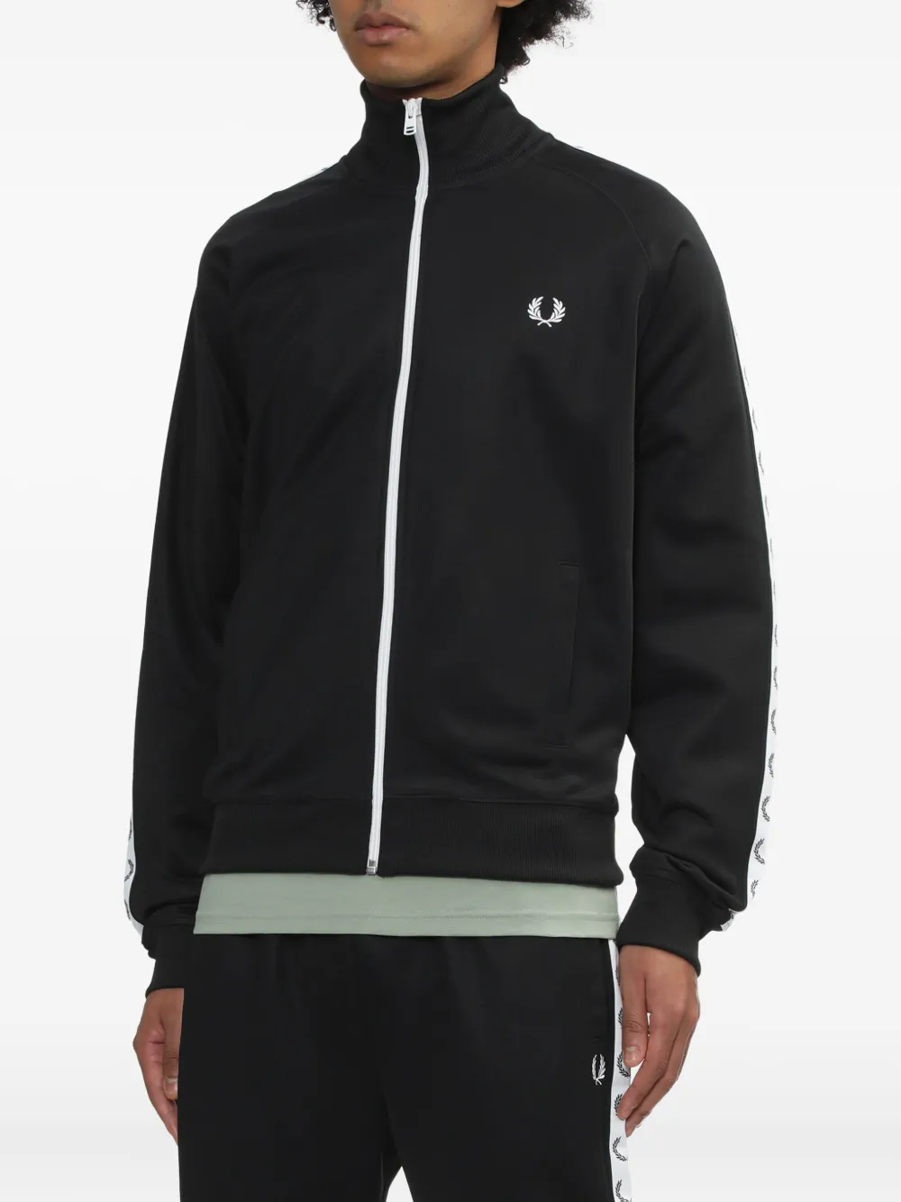 Fred Perry Contrast Tape Track Jacket In Black