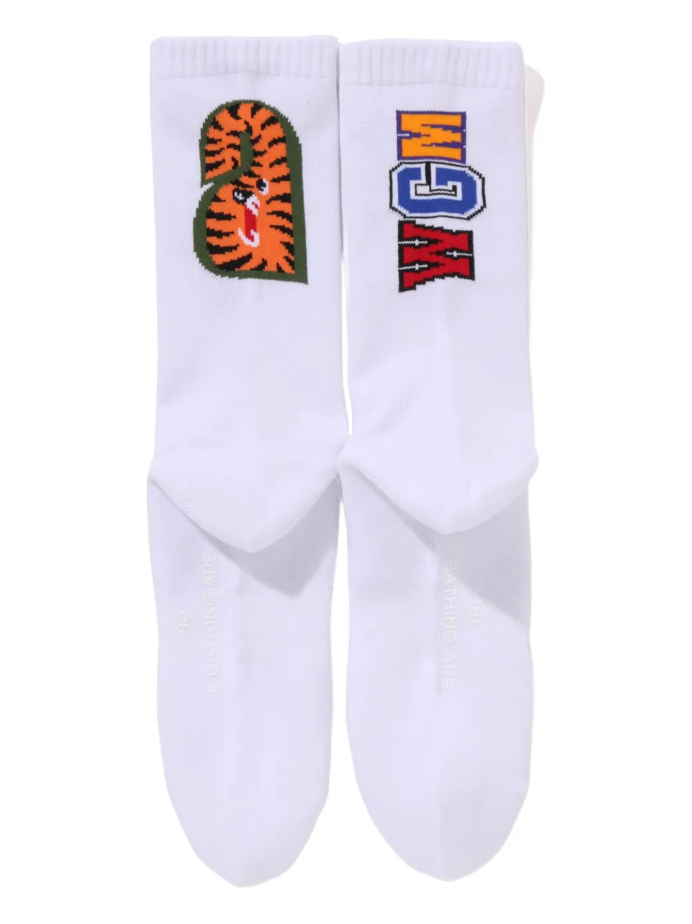 A BATHING APE Sokken met tijgerkop Wit