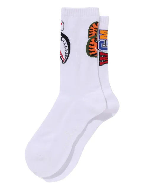 A BATHING APE® جوارب بزينة رأس نمر وفم قرش