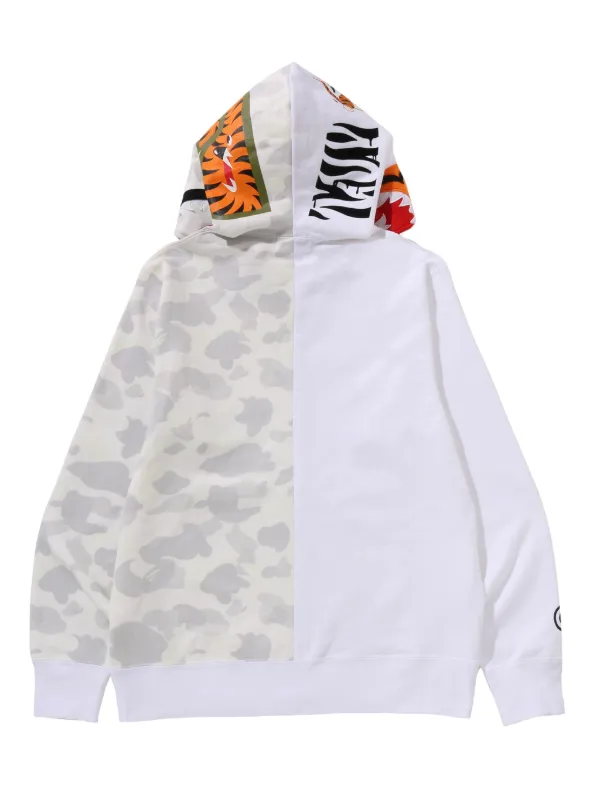BAPE ホワイト タイガー パーカー a bathing ape ベイプ A BATHING APE® Tiger Shark zip-up Hoodie | White | FARFETCH