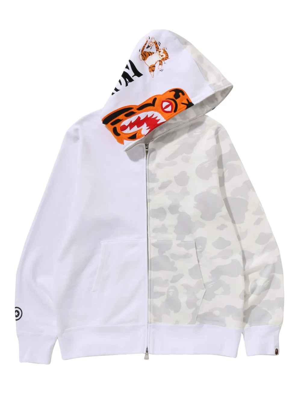 A BATHING APE Tiger Shark hoodie met rits Wit