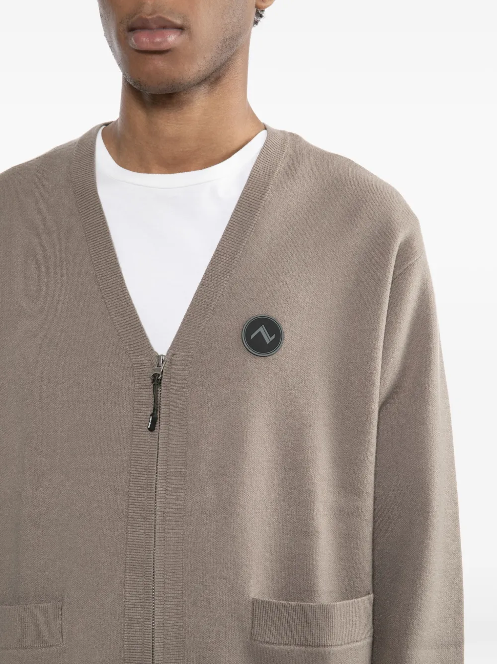 izzue Vest met logopatch en rits Bruin