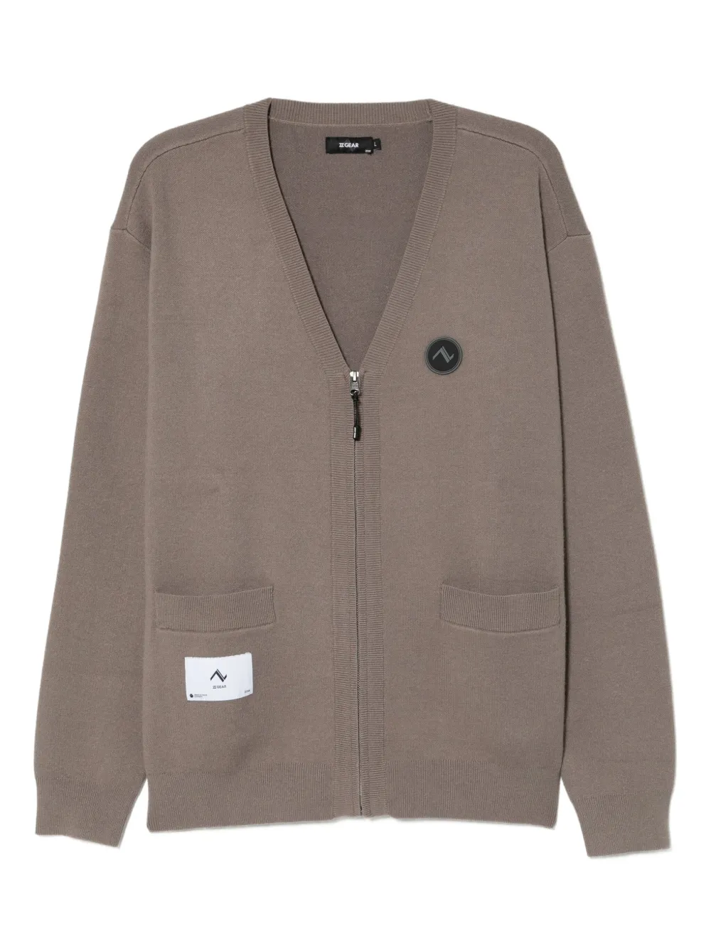 izzue logo patched front-zip cardigan | Brown | Image 1
