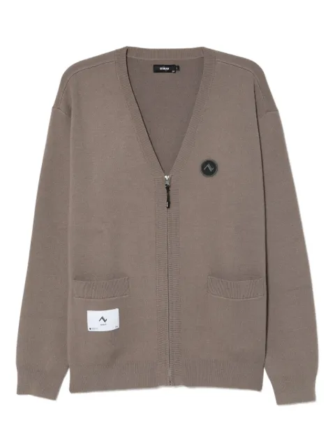 izzue logo patched front-zip cardigan