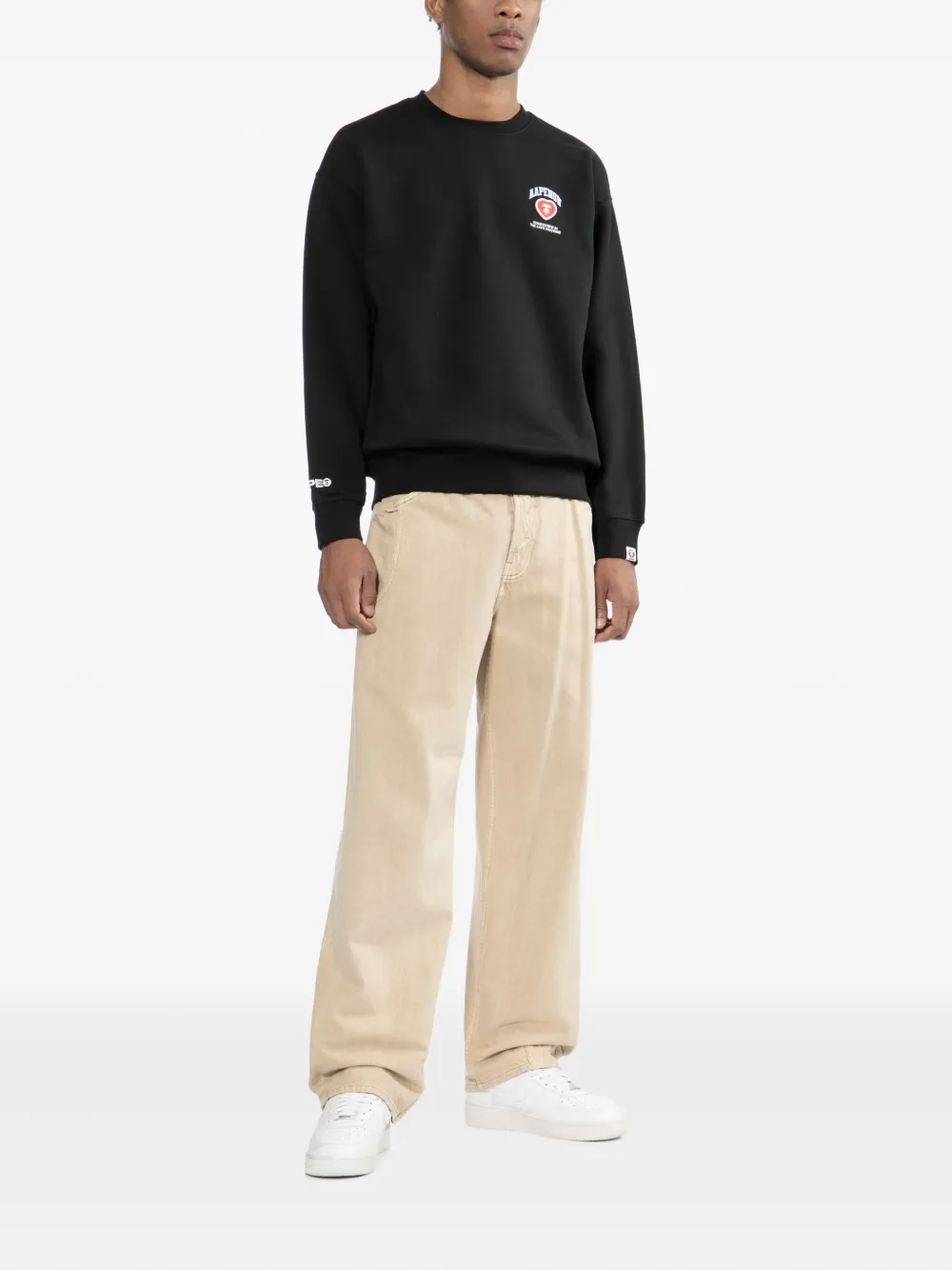 AAPE BY *A BATHING APE Sweater met logopatch - Zwart