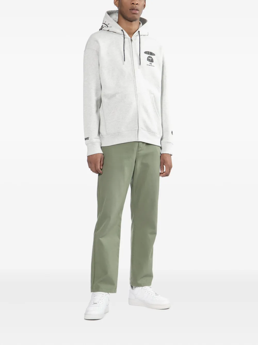 Aape By A Bathing Ape Logo-printed Hoodie In Gray