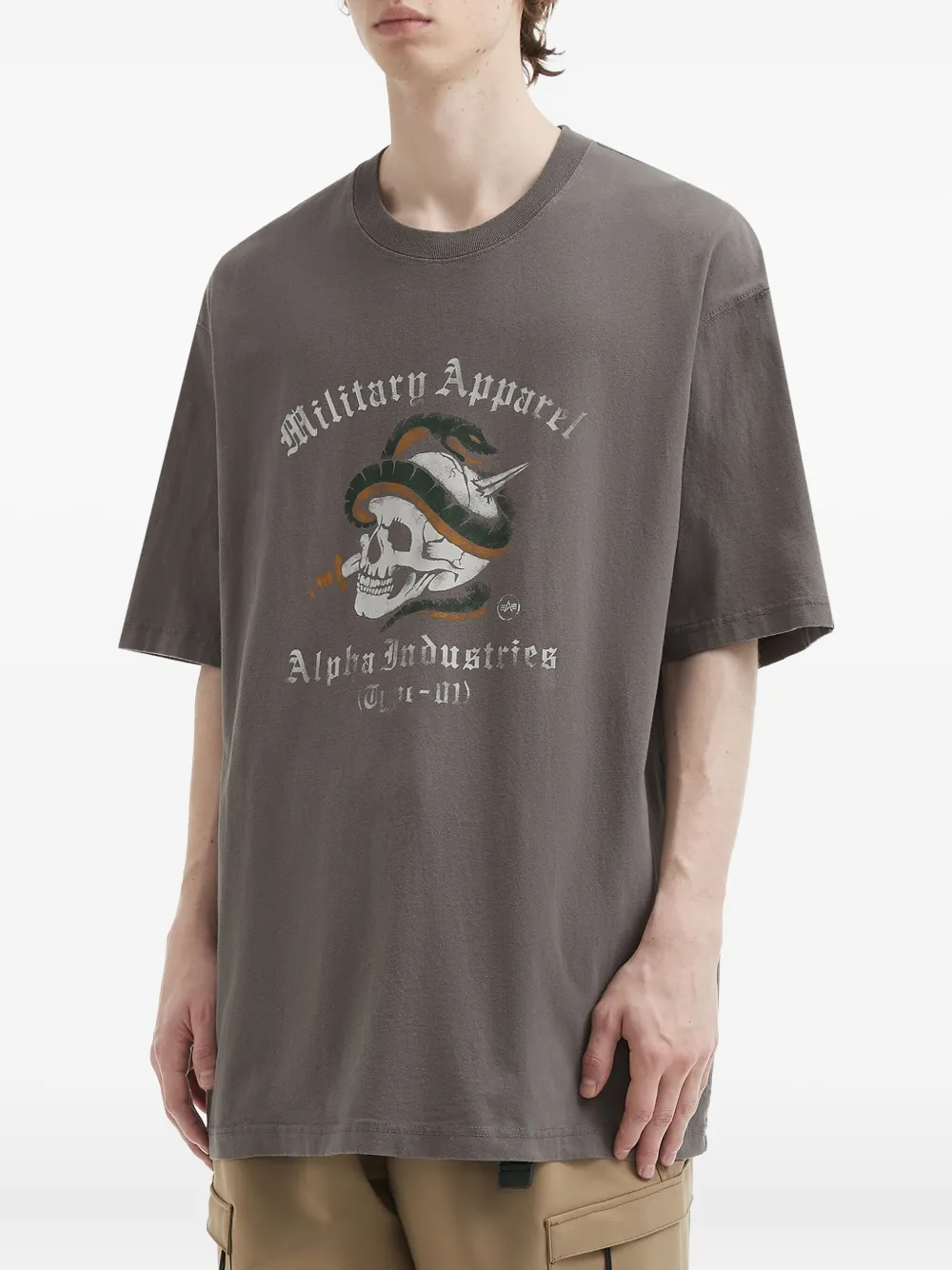 Alpha Industries Skull Graphic T-shirt In Gray