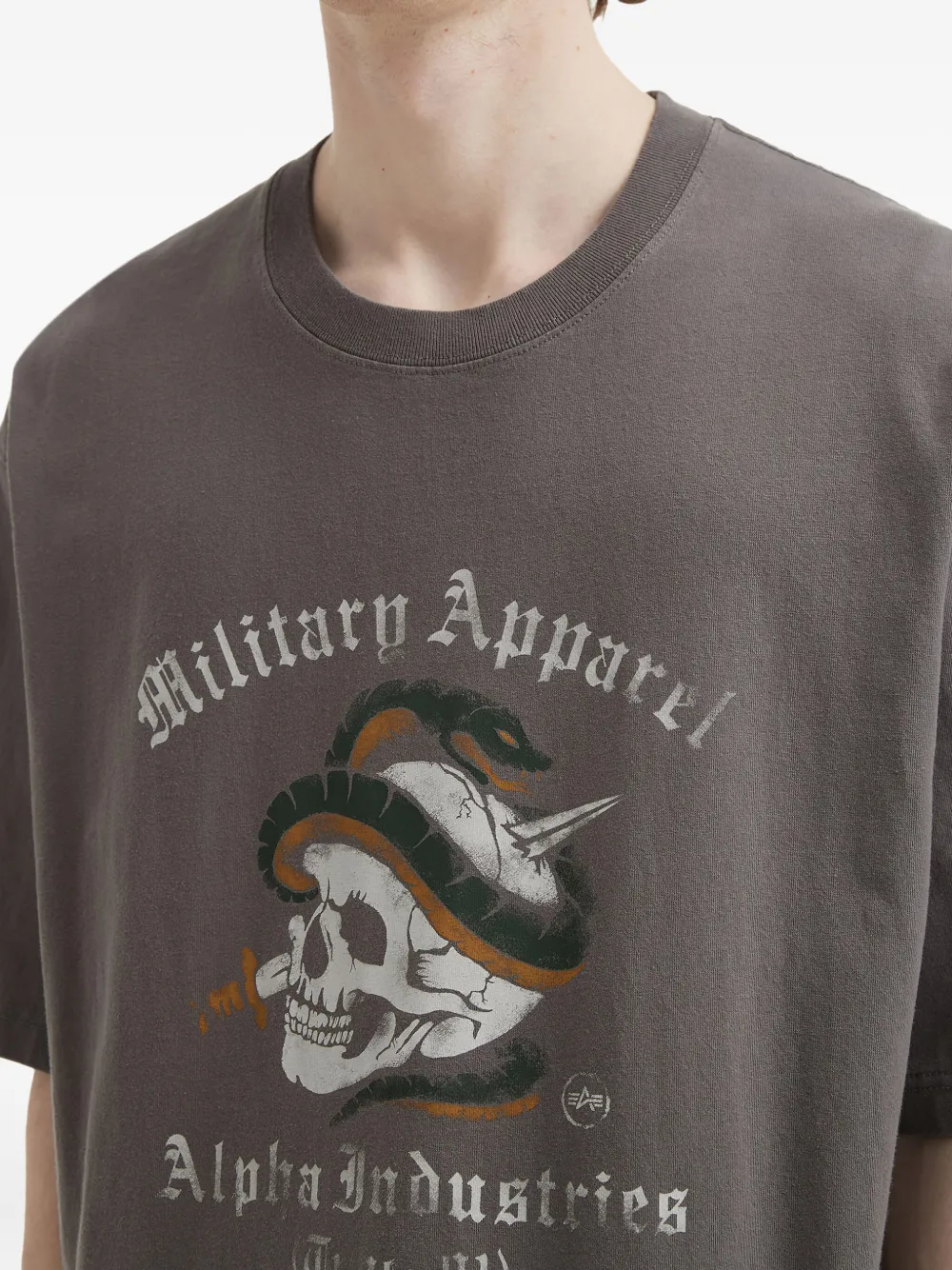 Alpha Industries Skull Graphic T-shirt In Gray
