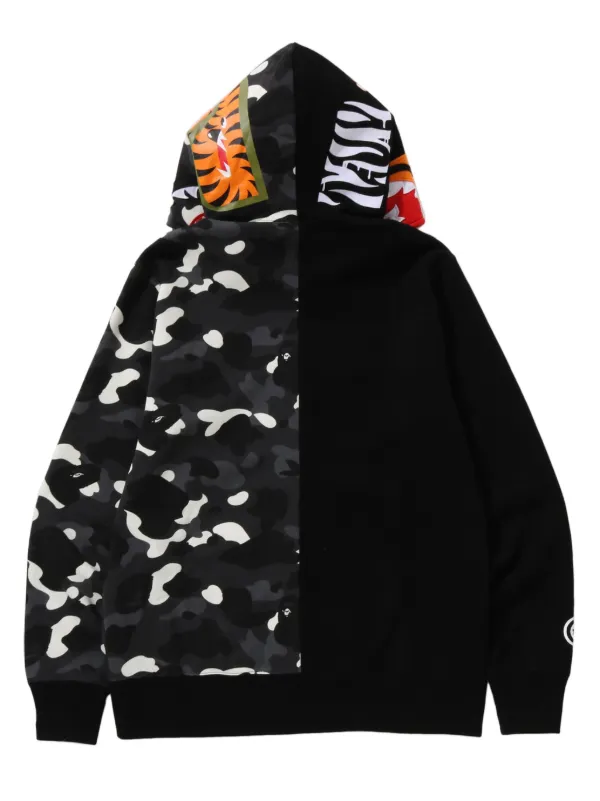 A BATHING APE® City Camo Tiger Shark zip-up Hoodie | Black | FARFETCH