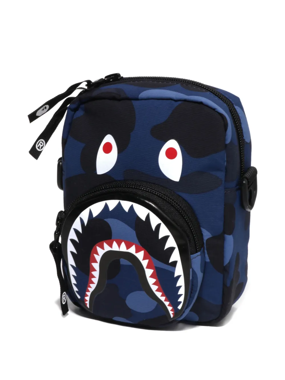 A Bathing Ape Shark-head Camo Messenger Bag In Blue