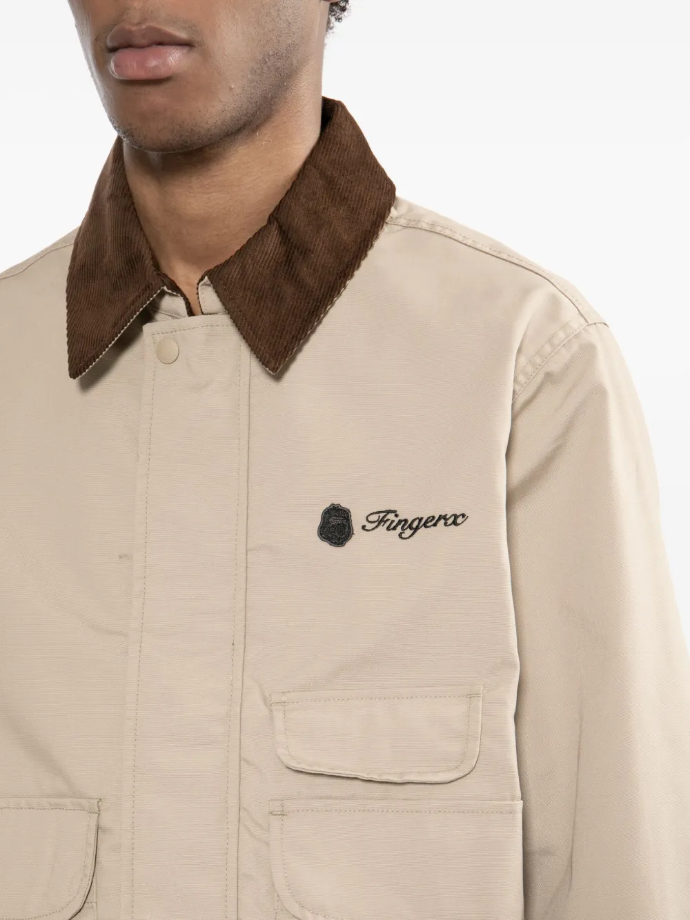 Fingercroxx Logo-embroidered Jacket In Neutral