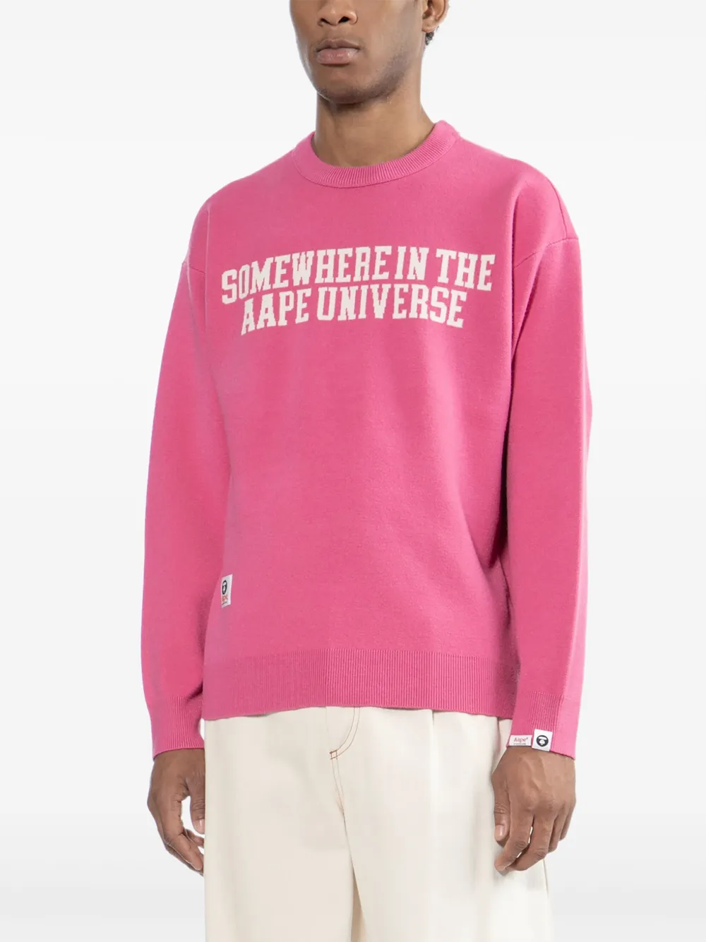 AAPE BY *A BATHING APE Sweater met logoprint Roze