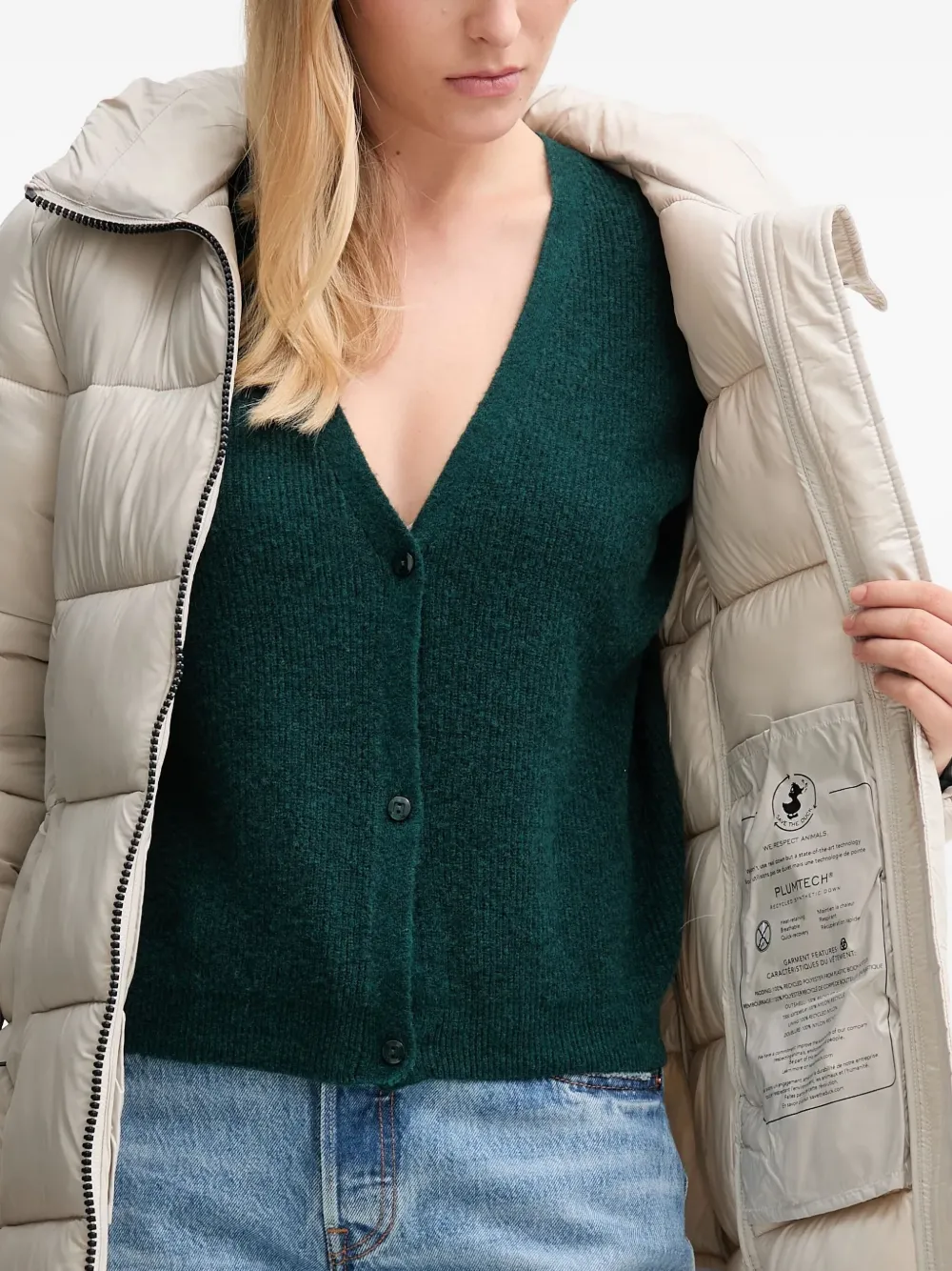 Save The Duck Hooded Coat In Neutral