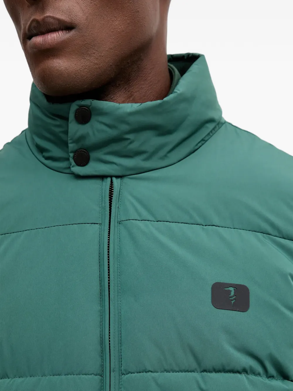 Trussardi Donsjack met logopatch Groen