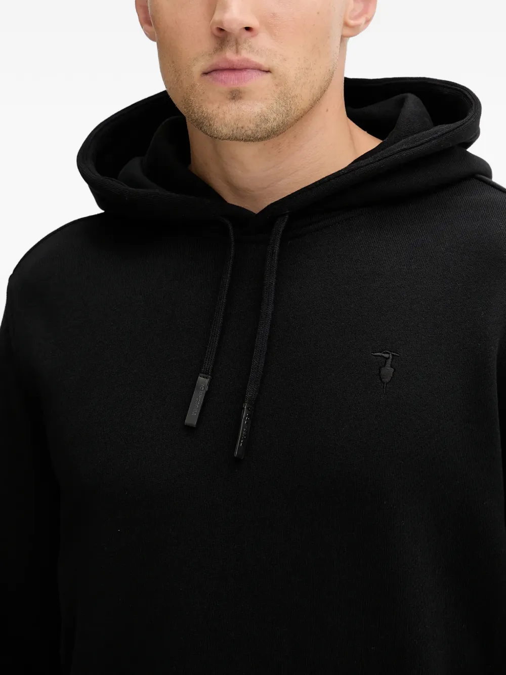 Trussardi Diagonal hoodie met trekkoord Zwart