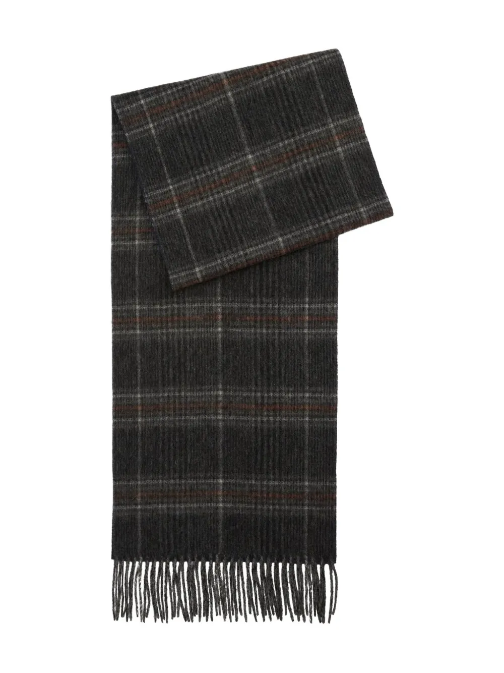 Barbour Checked Fringed Scarf In Gray
