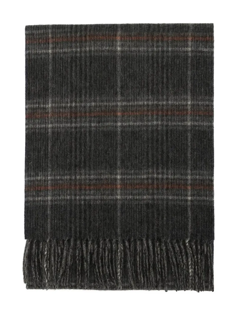 Barbour Checked Fringed Scarf In Gray