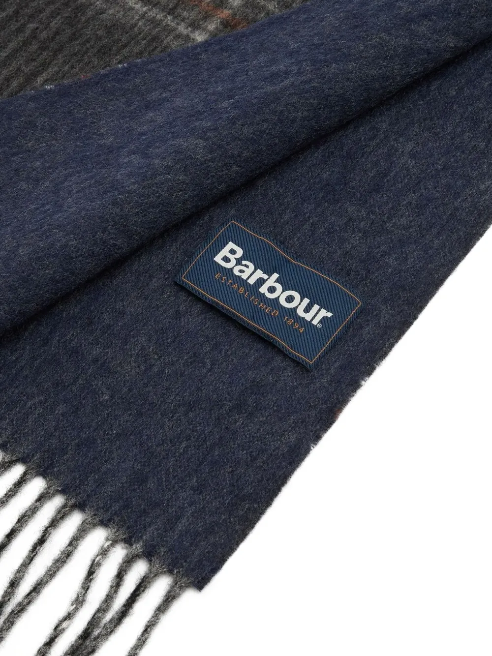 Barbour Geruite sjaal met franje Grijs