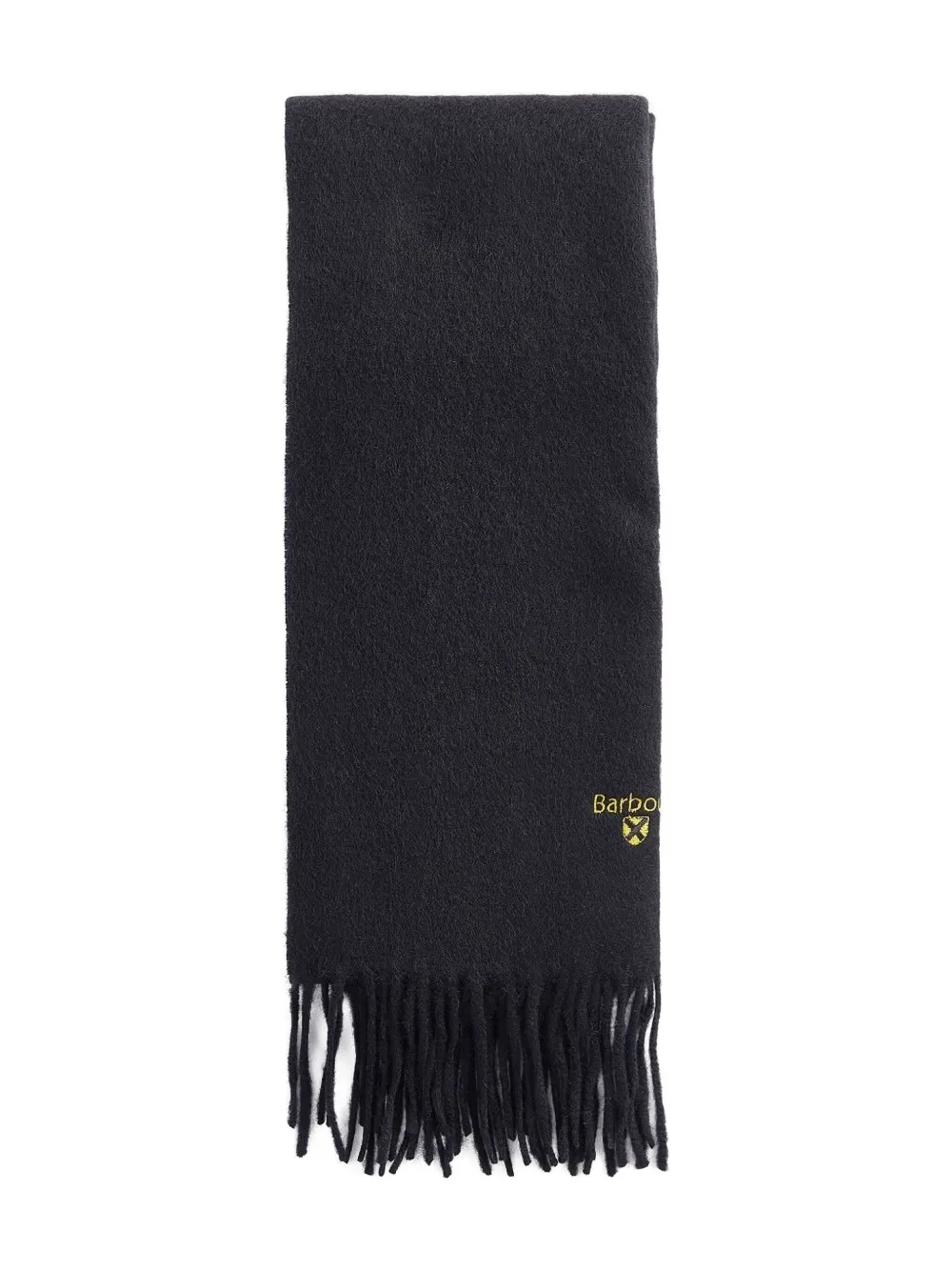 Barbour embroidered-logo fringed scarf | Black | Image 1