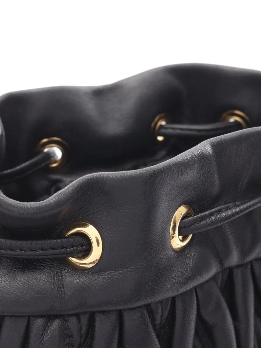 Pre-owned Miu Miu 2010s Matelassé Bucket Bag In Black