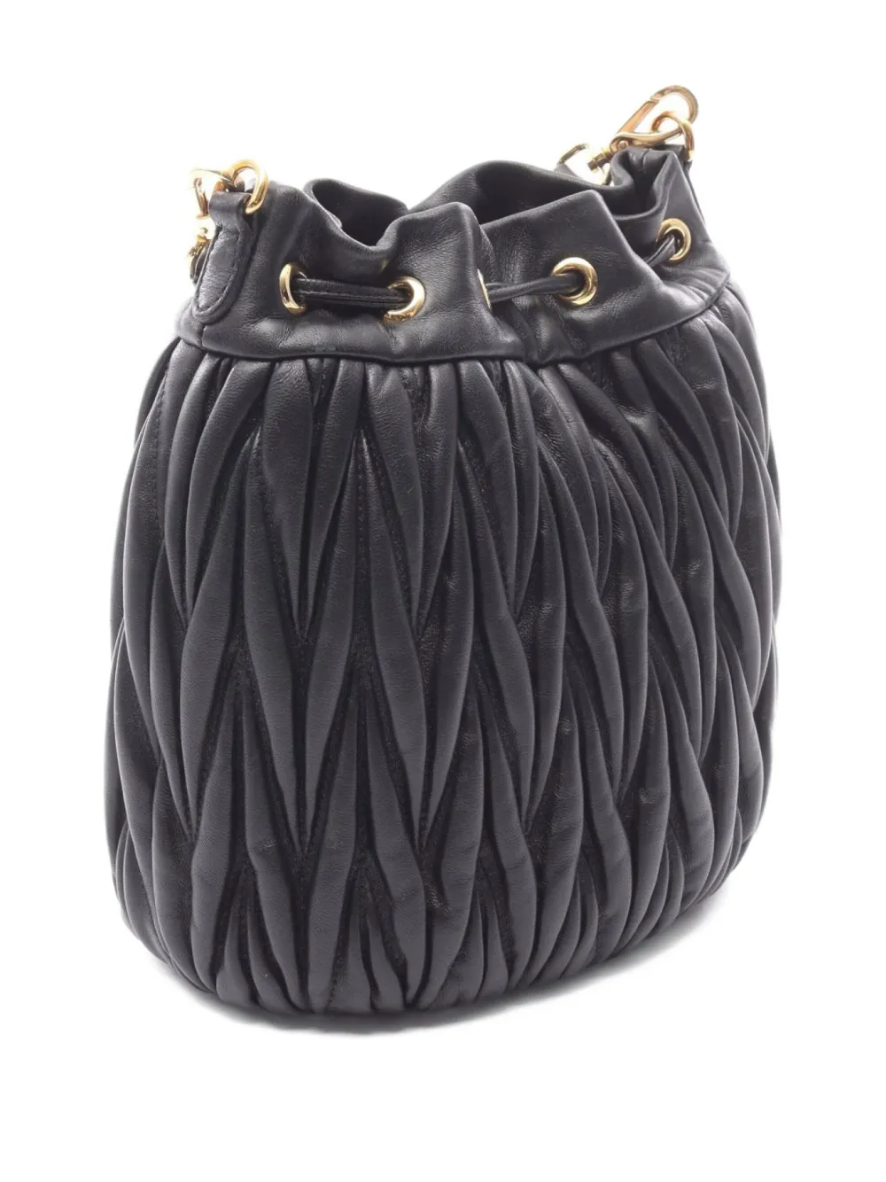 Pre-owned Miu Miu 2010s Matelassé Bucket Bag In Black
