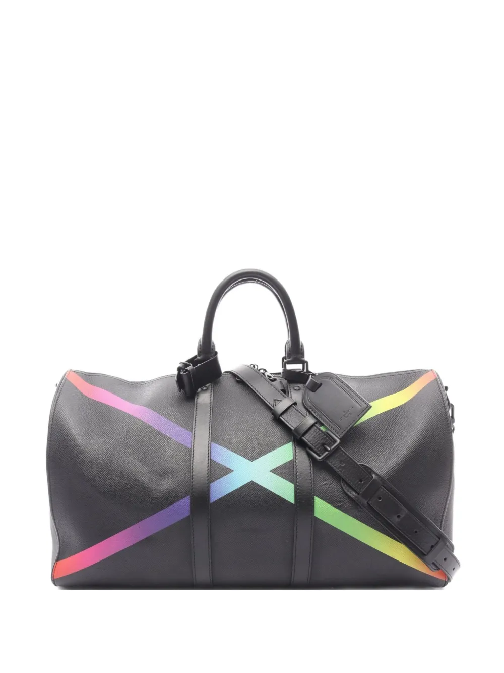 Pre-owned Louis Vuitton 2019 Keepall Bandouliere 50 Tote Bag In Black