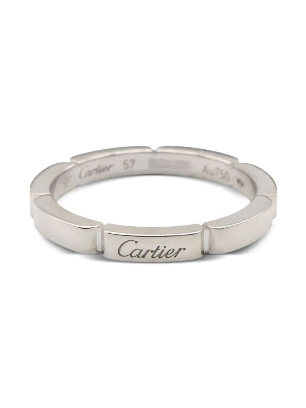 Pre-owned Cartier 10s 18k White Gold Maillon Panthère Ring In Silver
