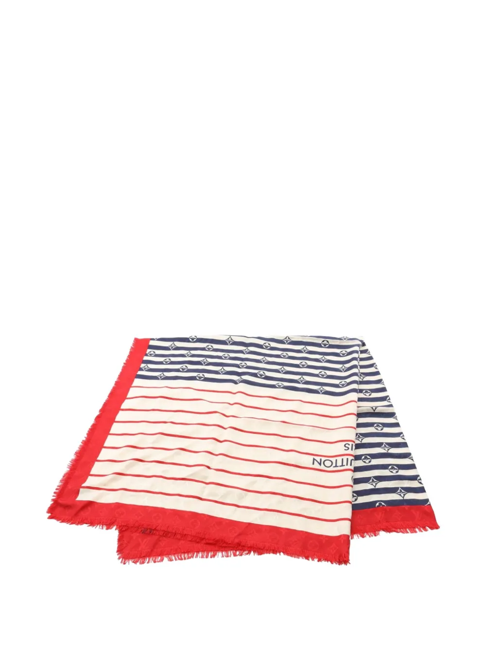 Pre-owned Louis Vuitton 2019 Lv Escale Etor Pareo Summer Stripe Shawl In Blue