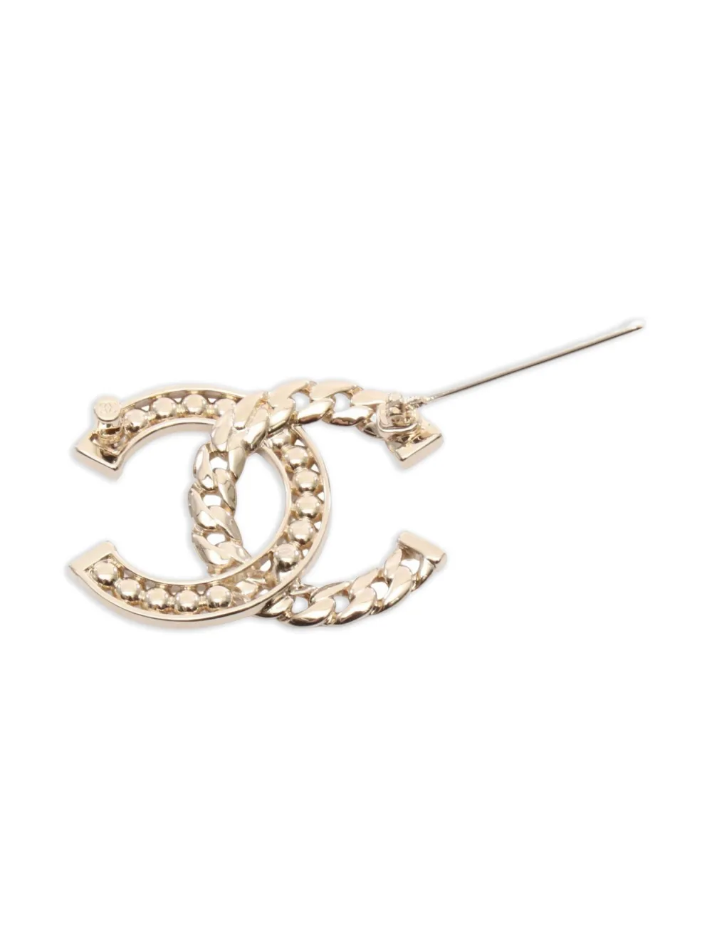 CHANEL Pre-Owned 1986-1988 chain-link crystal-embellishment brooch | Image 2
