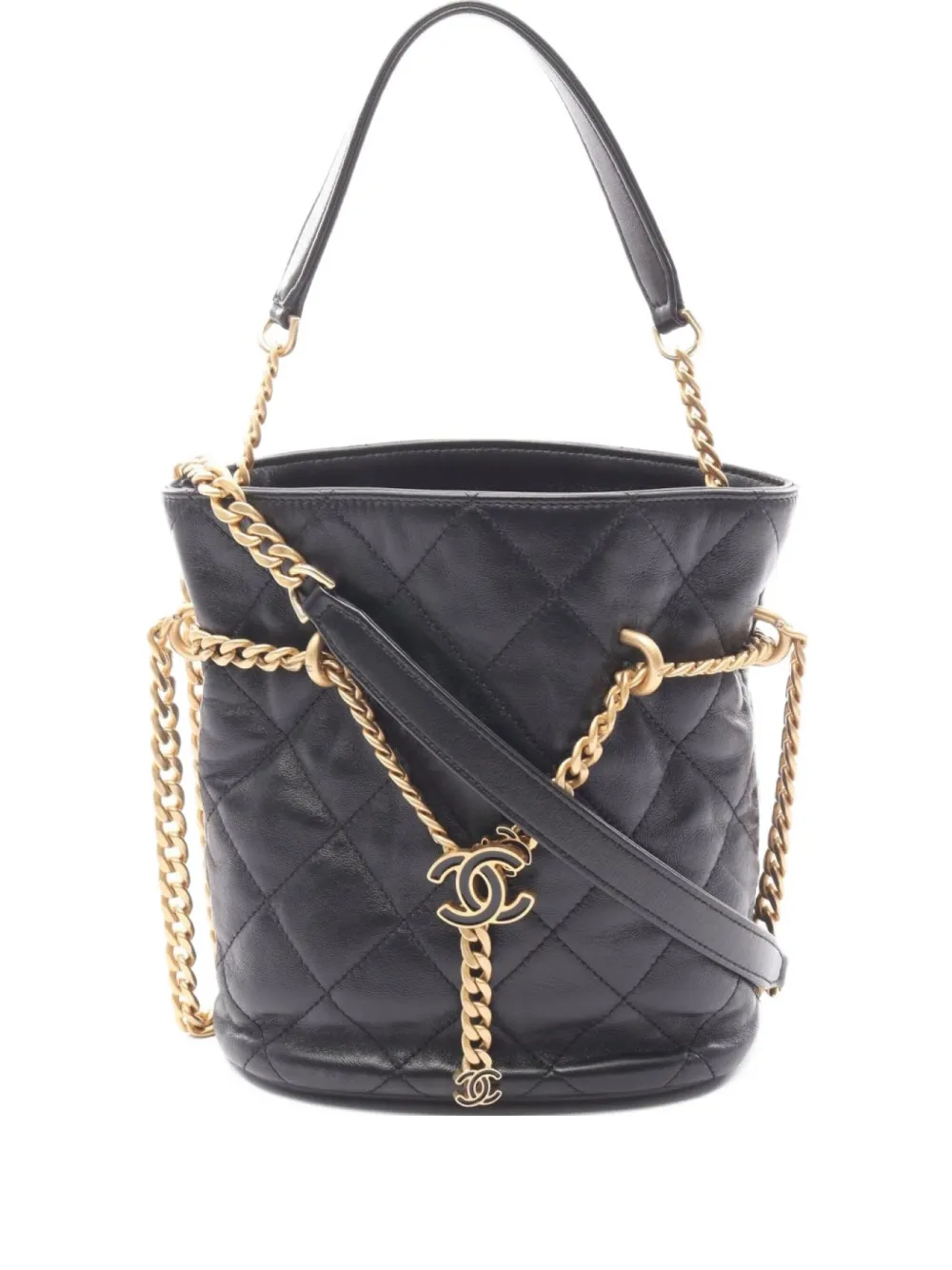 CHANEL Pre-Owned 2021 マトラッセ ラムスキン ショルダーバッグ - ブラック CHANEL Pre-Owned 2021 マトラッセ ラムスキン ショルダーバッグ - ブラック
