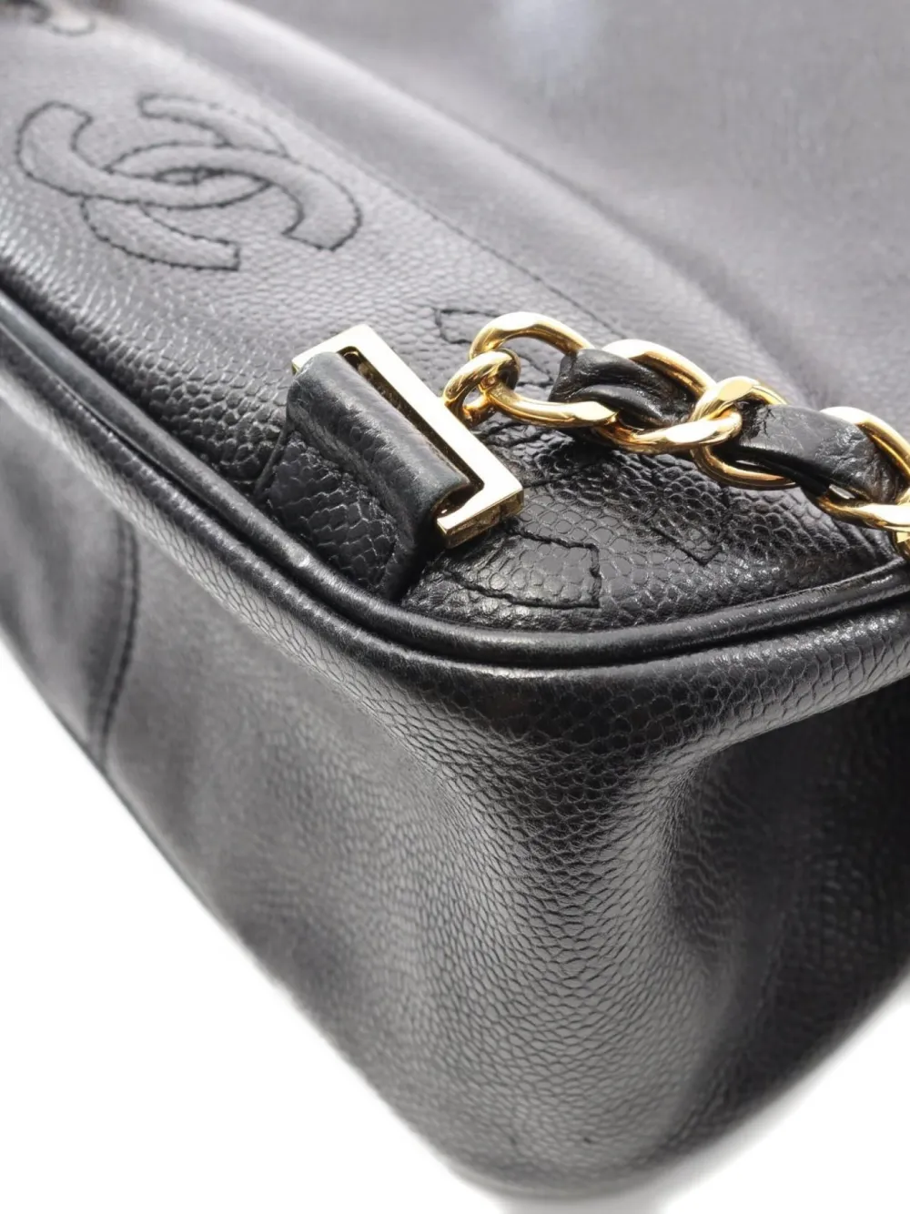 Pre-owned Chanel 1996-1997 Triple-coco Embossed Backpack In Black