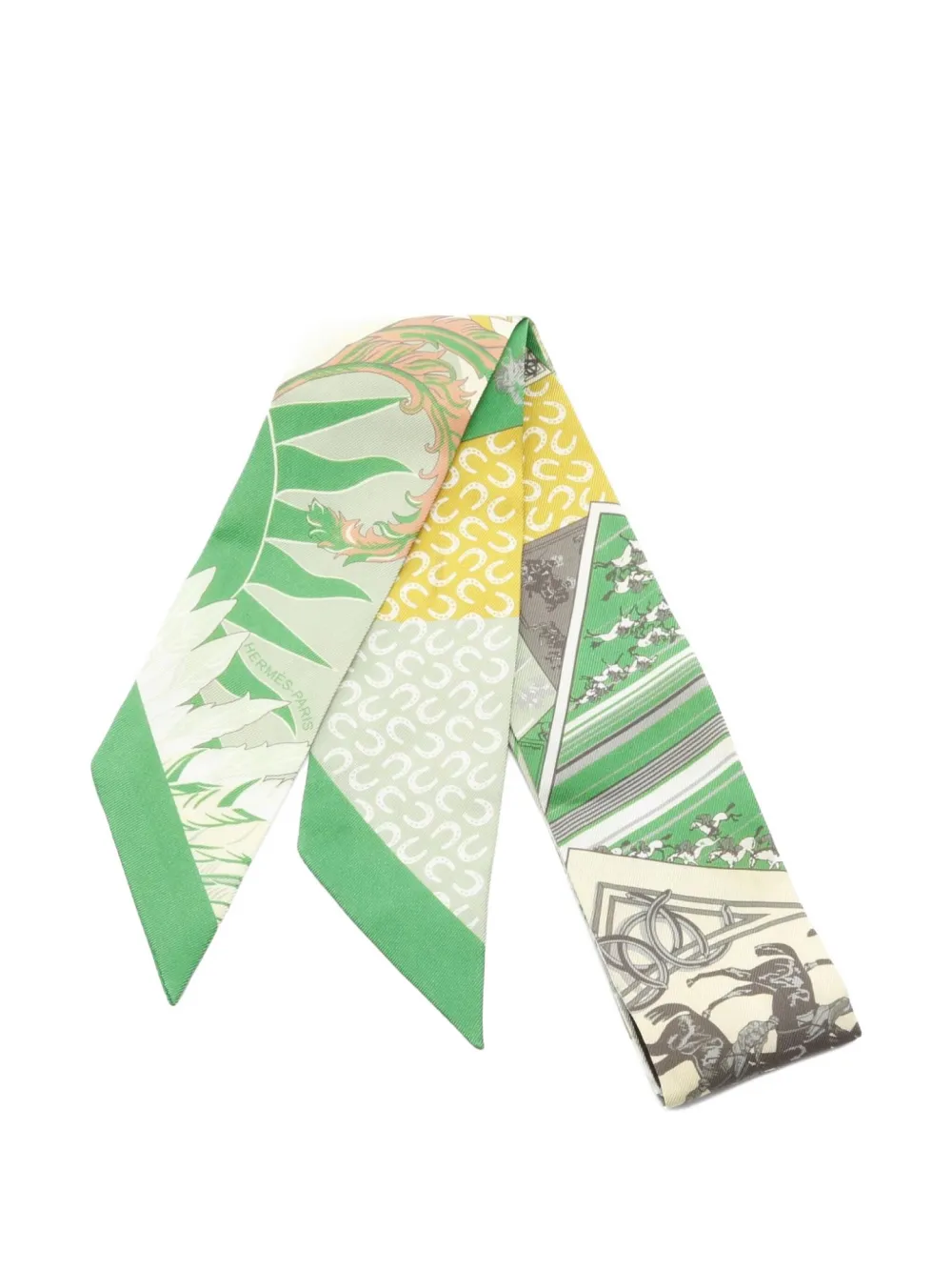 Hermès Pre-Owned 10s Cheval Phoenix DJ ribbon scarf | Green | Image 1