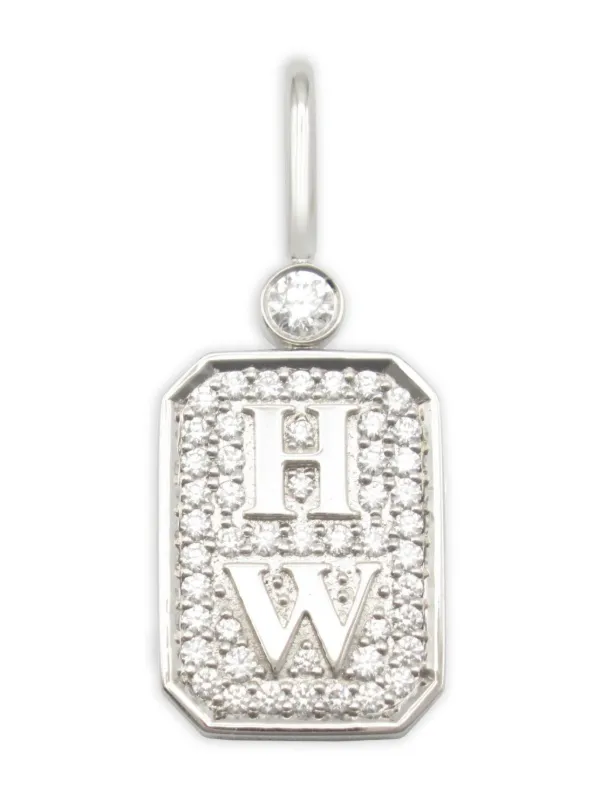 Harry Winston 2010s HW Logo Diamond Pendant Silver