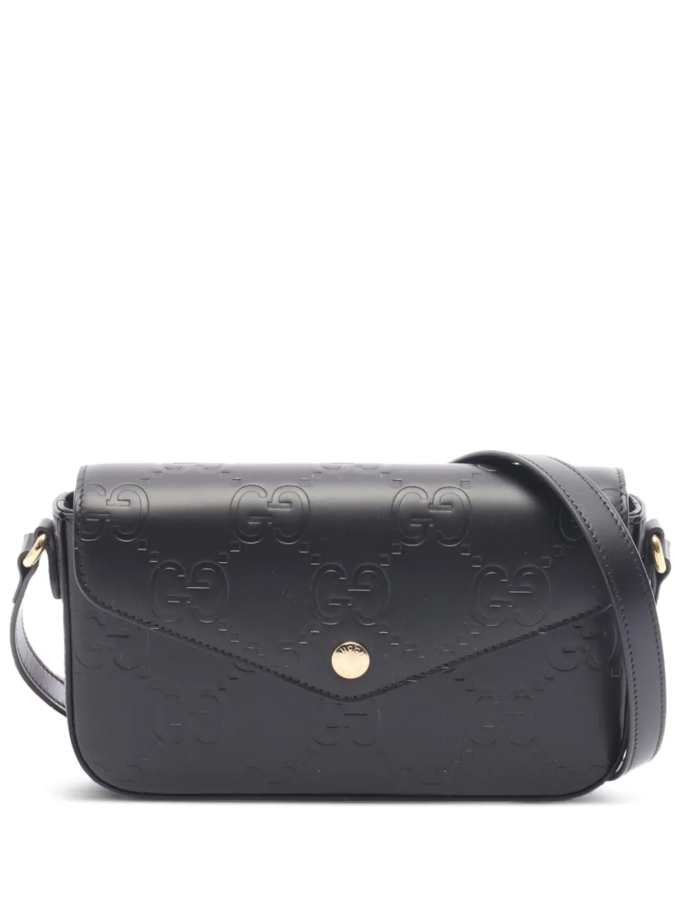 Pre-owned Gucci 2020s Gg-pattern Super Mini Shoulder Bag In Black