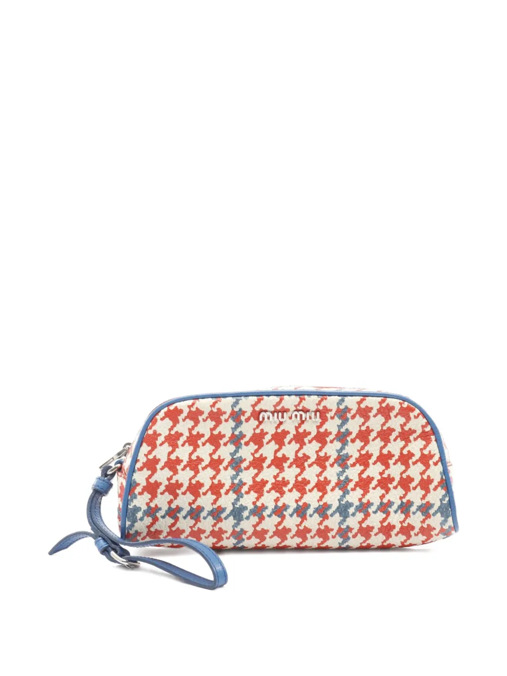 Miu Miu Pre-Owned 2010s houndstooth leather pouch | White | Image 1