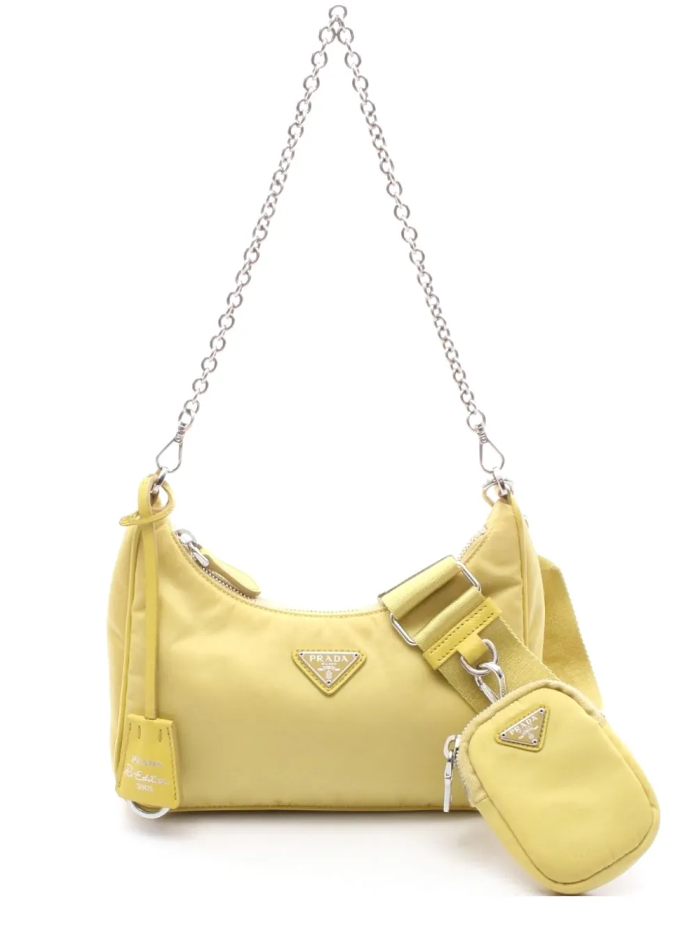 Pre-owned Prada 2000s Re-edition 2005 Chain-strap Shoulder Bag In Yellow