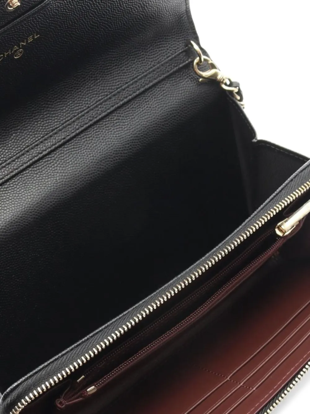 Pre-owned Chanel 2021-2022 Matelasse Chain Wallet In Black