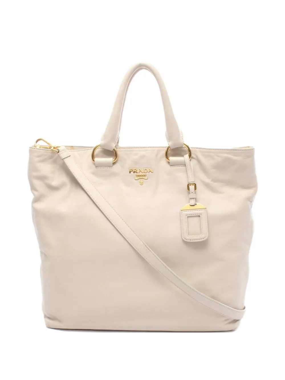 Pre-owned Prada Leather Tote Bag In Neutral